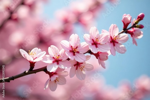 Delicate pink sakura blossoms, soft petals, gentle branches , flower pattern, japanese, wallpaper