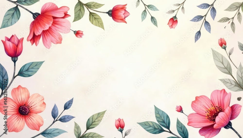 Obraz premium Delicate watercolor floral pattern on light background, elegant, wallpaper