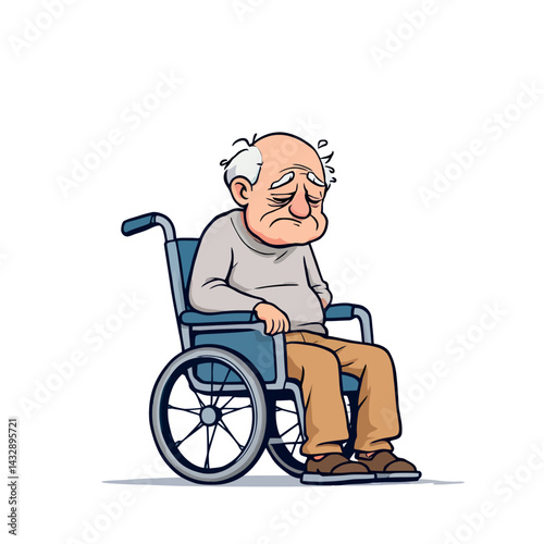 Vsai sad senior man sitting in wheelchair expressing loneliness