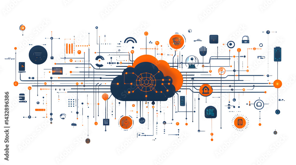 Obraz premium Artificial intelligence elements and technology icons isolated on white background