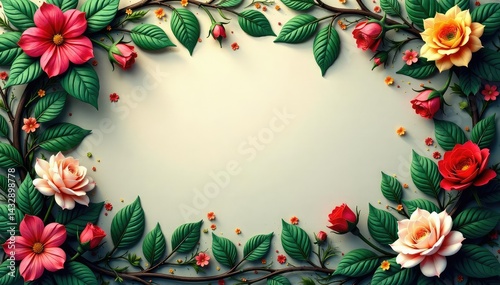 Intricate floral tapestry, interwoven vines and leaves, ornate, vintage