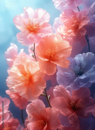 Peach  Lavender Blossoms with Sky.