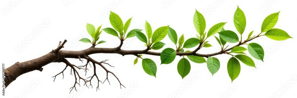 Naklejka premium Isolated tree branch on white background with roots, botanical, isolated