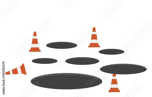 Entrepreneur jump pass many pitfalls to achieve business success. Avoid pitfall, adversity and brave to jump pass mistake or business failure, skill and creativity to solve problem concept.

