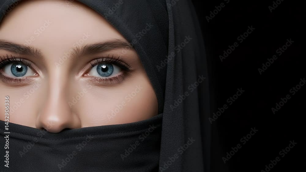 Mysterious Gaze: A Close-Up Portrait of a Woman in a Hijab Mysterious Gaze: A Close-Up Portrait of a Woman in a Hijab