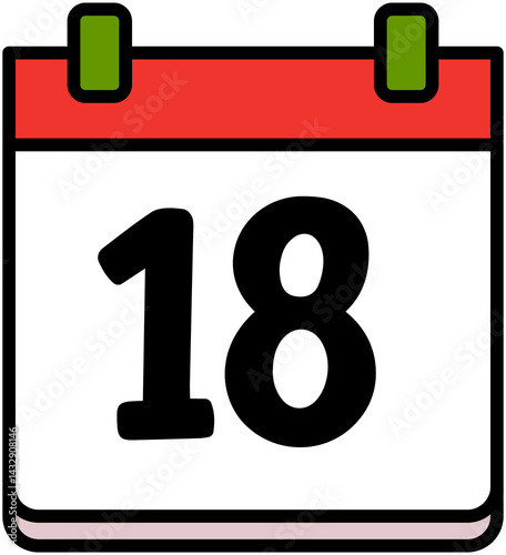 Cute Calendar Date eighteenth 18th