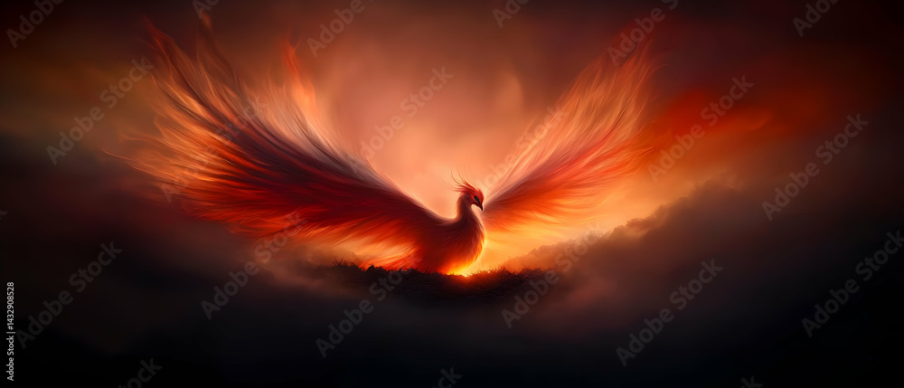 Fototapeta premium Fiery Phoenix Takes Flight
