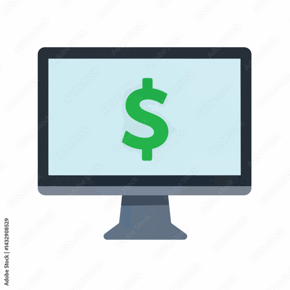 Simplified computer monitor displaying online banking interface, finance concept Simplified computer monitor displaying online banking interface, finance concept