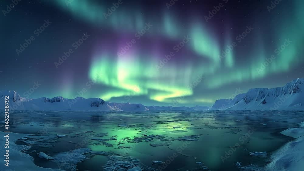 custom made wallpaper toronto digitalStunning Aurora Borealis Over Icy Landscape Reflecting Vibrant Colors.