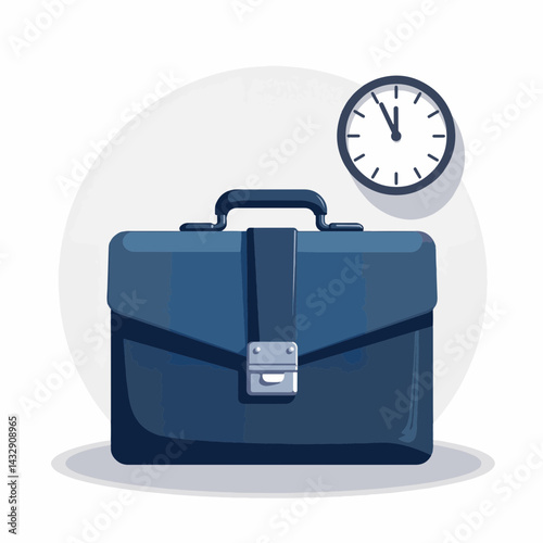 Job candidate's briefcase representing anticipation with clock, hopefulness