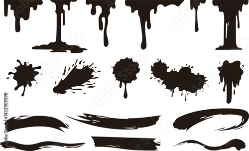 墨の飛び散るシルエット素材集