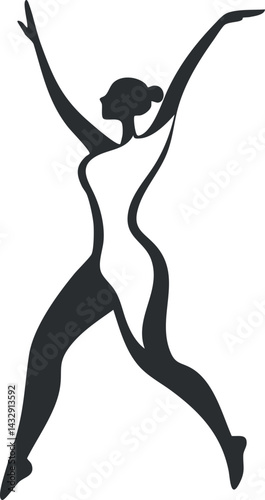 Silhouette of a graceful female dancer in a dynamic ballet pose expressing movement and elegance