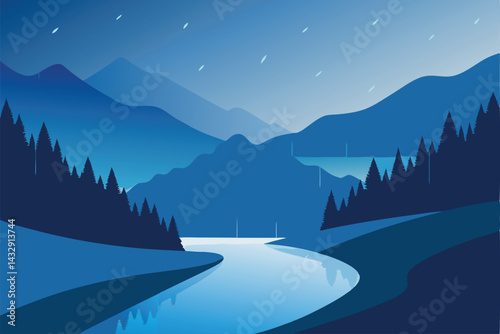foggy riverbank with raindrops hitting surface