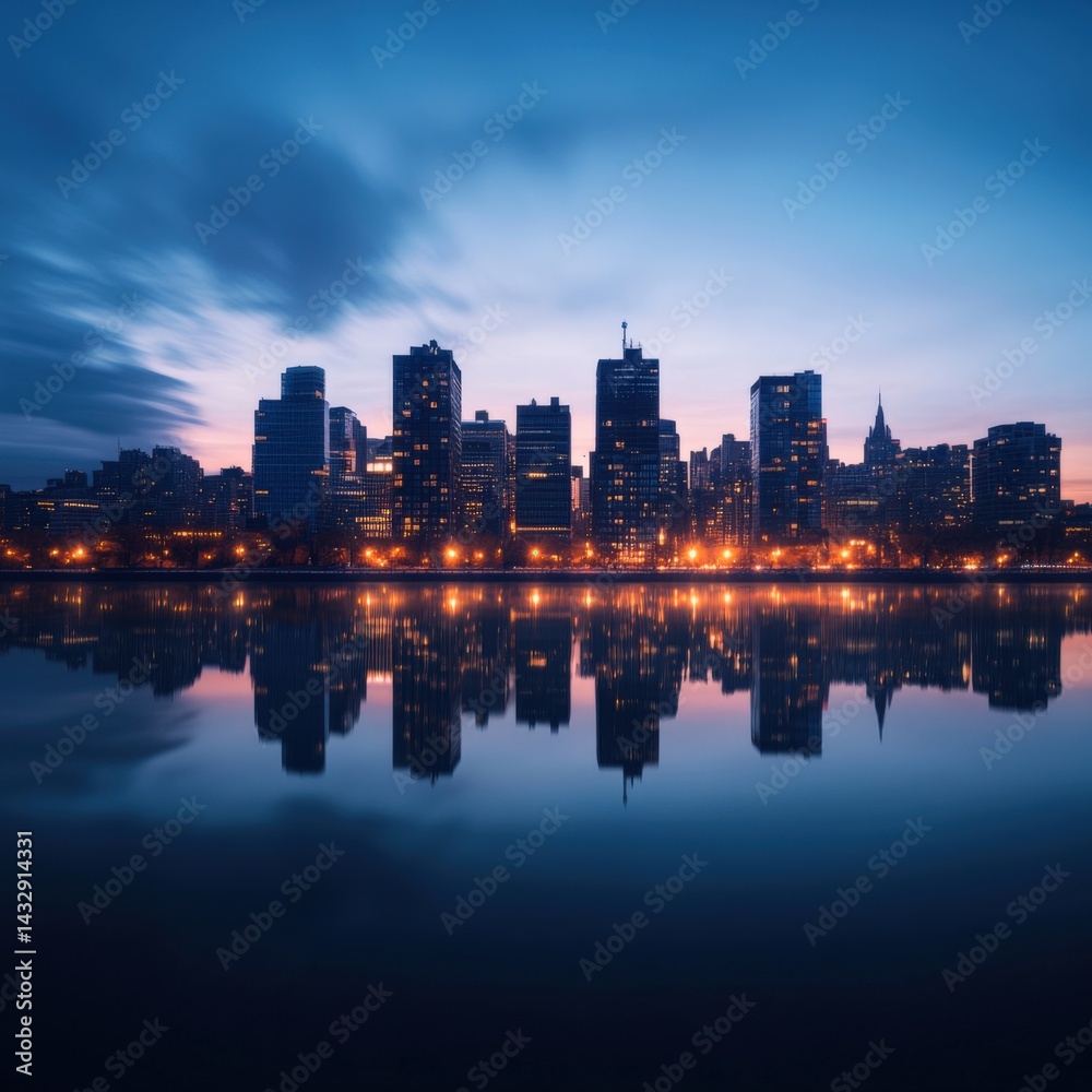 Naklejka premium City skyline at night