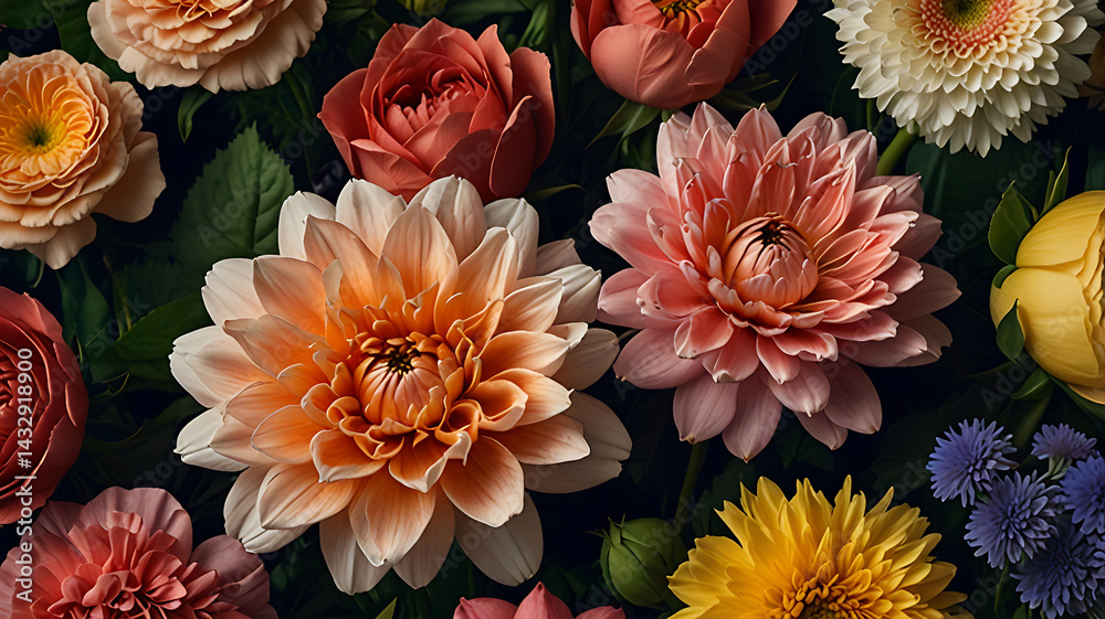 Fototapeta premium bouquet of colorful flowers