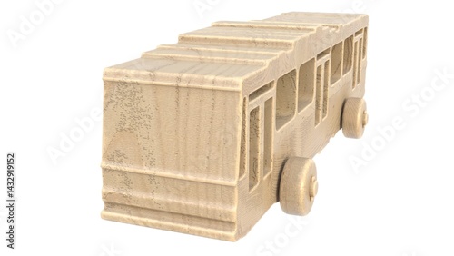 Fototapeta Naklejka Na Ścianę i Meble -  3d render of a wooden children's car on a light background. 3d render.