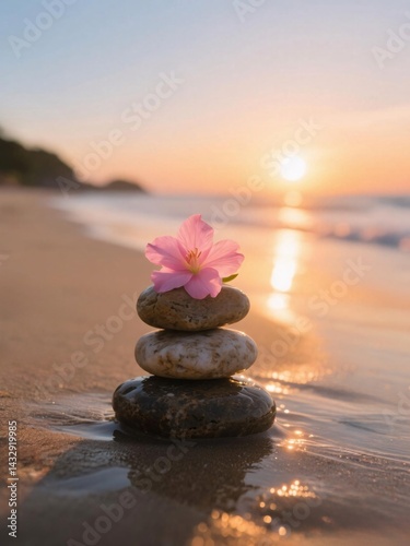 zen stones on the beach