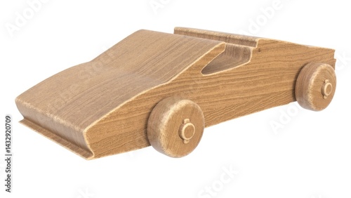 Fototapeta Naklejka Na Ścianę i Meble -  3d render of a wooden children's car on a light background. 3d render.