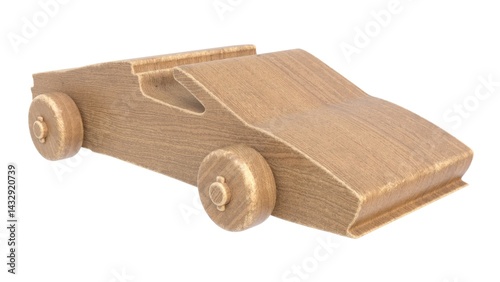 Fototapeta Naklejka Na Ścianę i Meble -  3d render of a wooden children's car on a light background. 3d render.