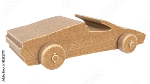 Fototapeta Naklejka Na Ścianę i Meble -  3d render of a wooden children's car on a light background. 3d render.