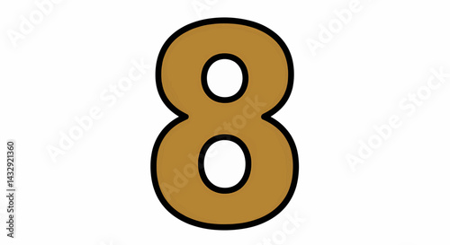 Flat, graphic illustration with bold, solid fills, thick, uniform black strokes on a white background: a blurry, uniform golden-brown figure eight in the center. Vector illustration