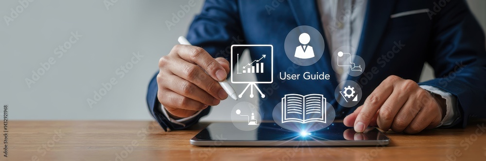 Naklejka premium Interactive digital presentation of user guide