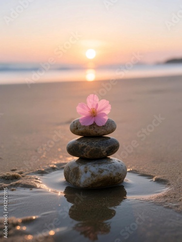 zen stones on the beach