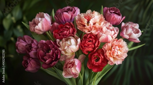 Wallpaper Mural A bouquet of tulips in various shades of pink, red, and burgundy.  A beautiful mix of colors and textures Torontodigital.ca