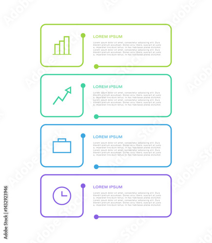 Minimalistic vertical infographic template with icons. Four steps or options