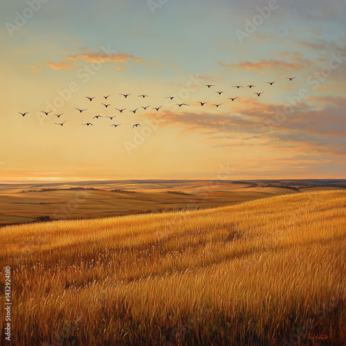 prairie adorned with golden grasses and filled with melodies of migrating birds undergoes an enchanting metamorphosis in autumn evoking a profound sense of change and introspection as seasons gracefu