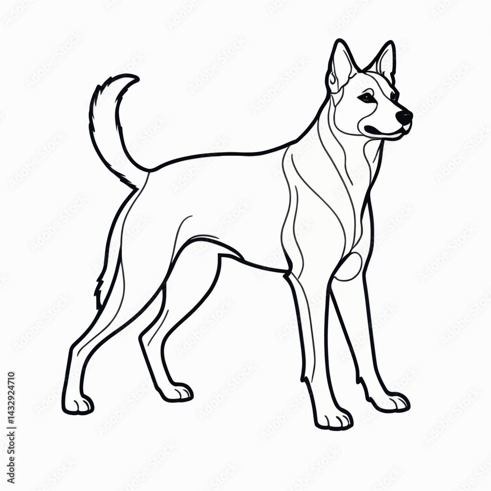 Elegant Line Drawing of a Dog Standing Profile a Canine Illustration Perfect for Pet Lovers and Design Projects Elegant Line Drawing of a Dog Standing Profile a Canine Illustration Perfect for Pet Lovers and Design Projects