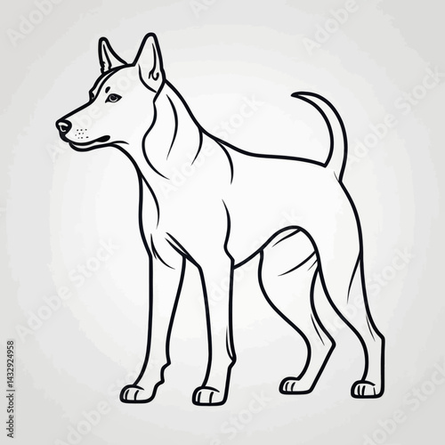 Elegant Line Art Drawing of a Thai Ridgeback Dog Standing