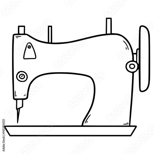 sewing machine illustration hand drawn outline vector