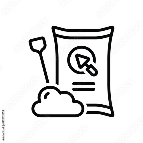 Black line icon for cement