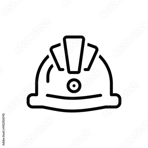 Black line icon for construction hat