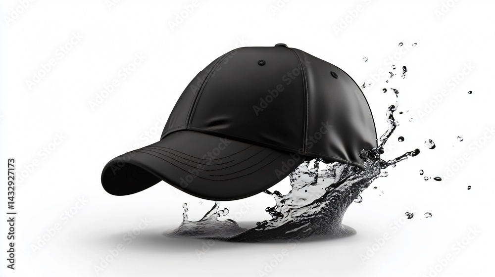 Fototapeta premium Stylish Black Baseball Cap Hat Mockup on White Background