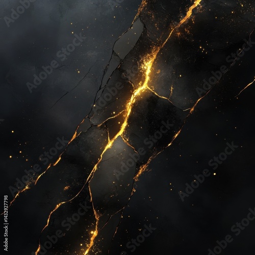 Abstract dark stone texture with golden cracks elegant background for modern design and luxurious feel creating a dramatic visual impact with a touch of magic
