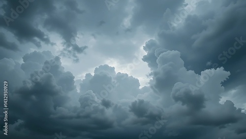 Dramatic rainy weather sky with dark clouds