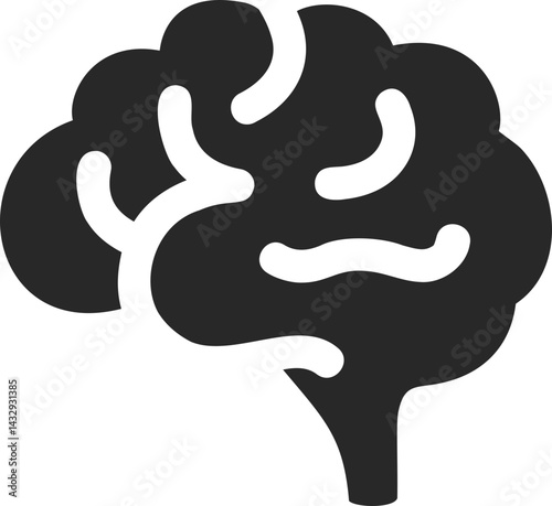 Human brain solid icon for medical and healthcare design