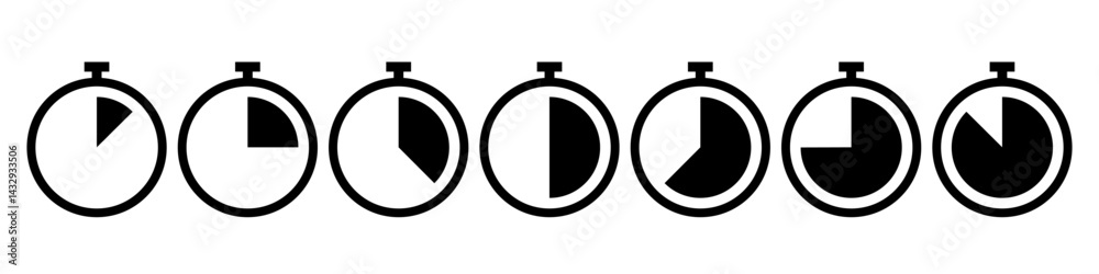 Timer icon set. Timer progress icon. Timer icon set. Timer progress icon.