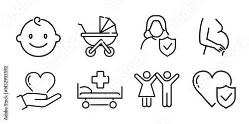 Pregnancy icon. Birth icon line