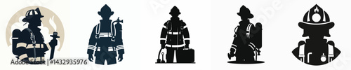 vector of firefighter silhouette.