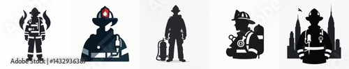 vector of firefighter silhouette.