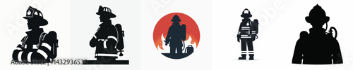 vector of firefighter silhouette.