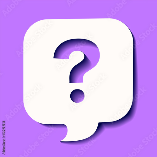 Question symbol speech bubble for quiz, test, knowledge, survey, decision, support, faq, interrogation, solution, information cutout paper vector