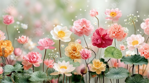 Wallpaper Mural Vibrant Pastel Flowers Celebrating Asalha Puja and Dharma Day in Delicate Double Exposure Torontodigital.ca