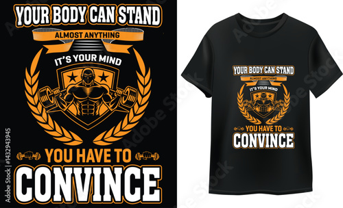 Bold Gym Typography T-Shirt Design