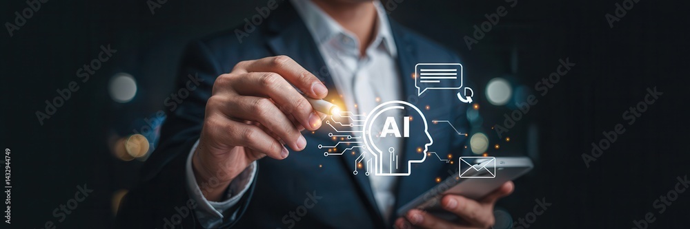 Innovative person conceptualizes artificial intelligence.