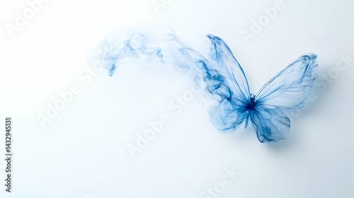 Abstract Blue Butterfly On White Background