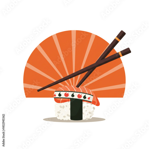 sushi with chopsticks